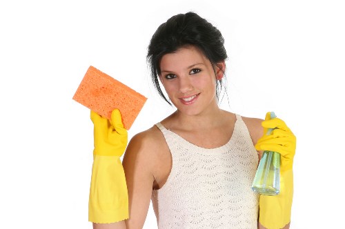 Deep cleaning tools prepared for a home cleaning session